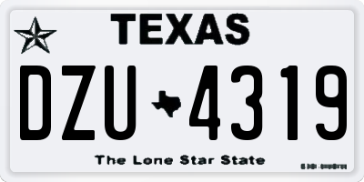 TX license plate DZU4319