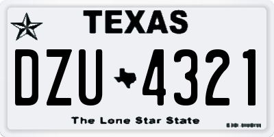 TX license plate DZU4321