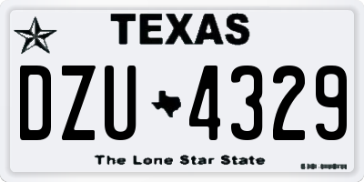 TX license plate DZU4329