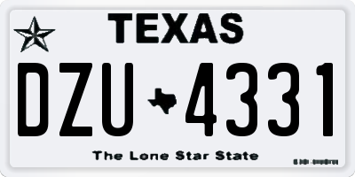 TX license plate DZU4331