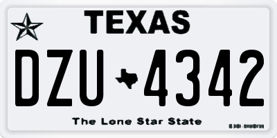 TX license plate DZU4342