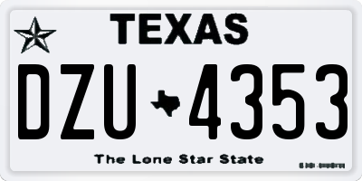 TX license plate DZU4353