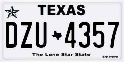 TX license plate DZU4357