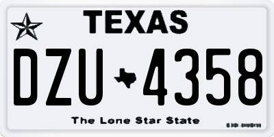 TX license plate DZU4358