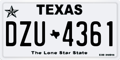 TX license plate DZU4361