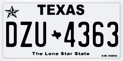 TX license plate DZU4363