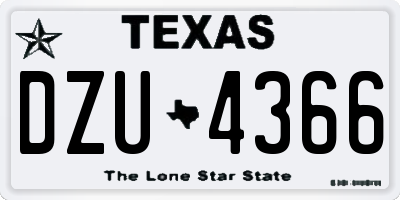 TX license plate DZU4366