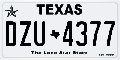 TX license plate DZU4377