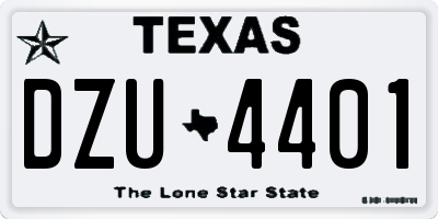 TX license plate DZU4401