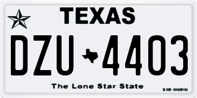 TX license plate DZU4403