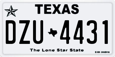 TX license plate DZU4431