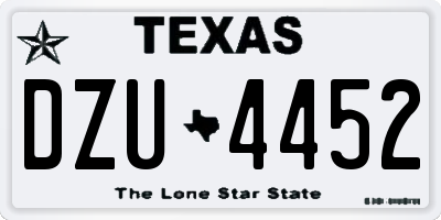 TX license plate DZU4452