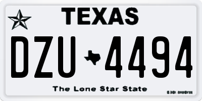 TX license plate DZU4494