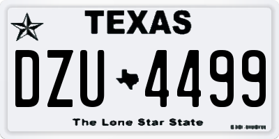 TX license plate DZU4499