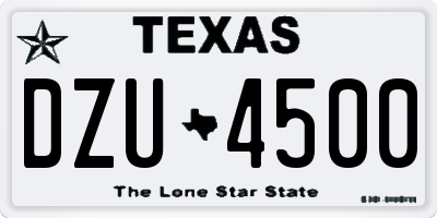 TX license plate DZU4500