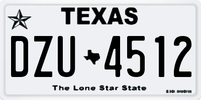 TX license plate DZU4512