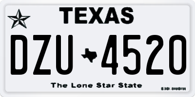 TX license plate DZU4520