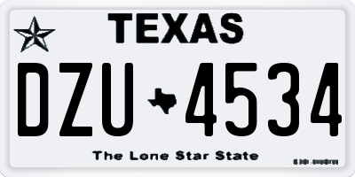 TX license plate DZU4534