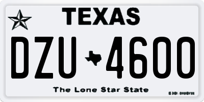 TX license plate DZU4600