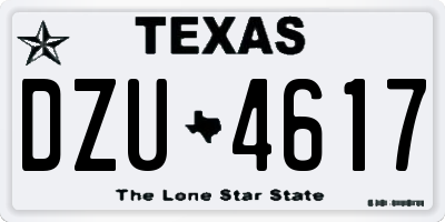 TX license plate DZU4617