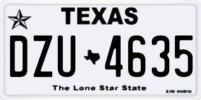 TX license plate DZU4635
