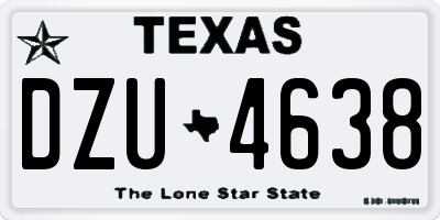 TX license plate DZU4638