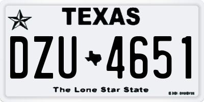 TX license plate DZU4651