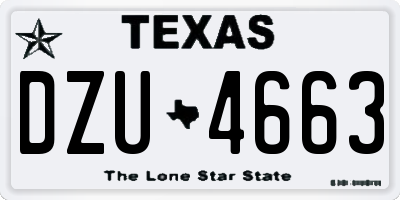 TX license plate DZU4663