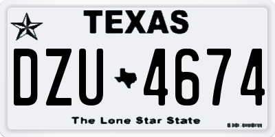 TX license plate DZU4674