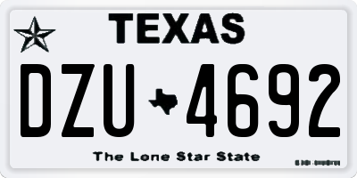 TX license plate DZU4692