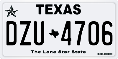 TX license plate DZU4706