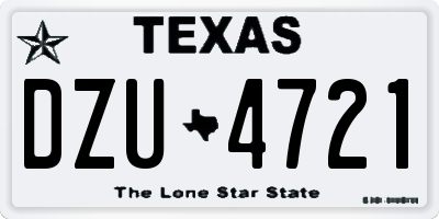 TX license plate DZU4721