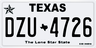 TX license plate DZU4726