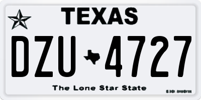 TX license plate DZU4727