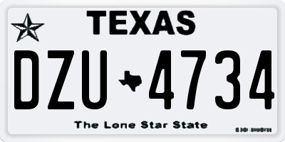 TX license plate DZU4734