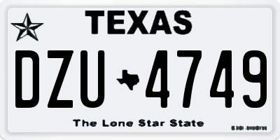 TX license plate DZU4749