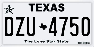 TX license plate DZU4750