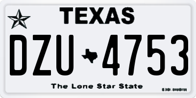 TX license plate DZU4753