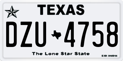 TX license plate DZU4758