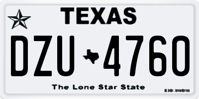 TX license plate DZU4760