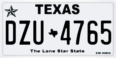 TX license plate DZU4765