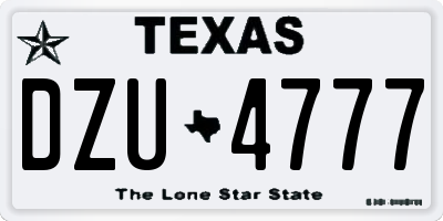 TX license plate DZU4777