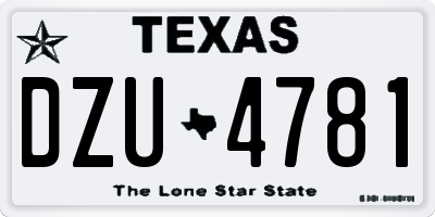 TX license plate DZU4781