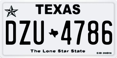 TX license plate DZU4786