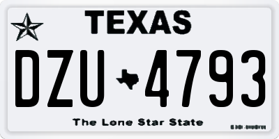 TX license plate DZU4793