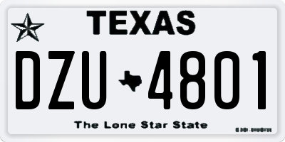 TX license plate DZU4801