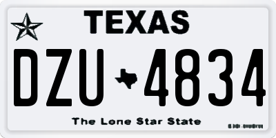 TX license plate DZU4834