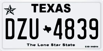 TX license plate DZU4839