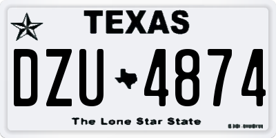 TX license plate DZU4874