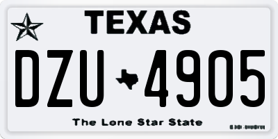 TX license plate DZU4905